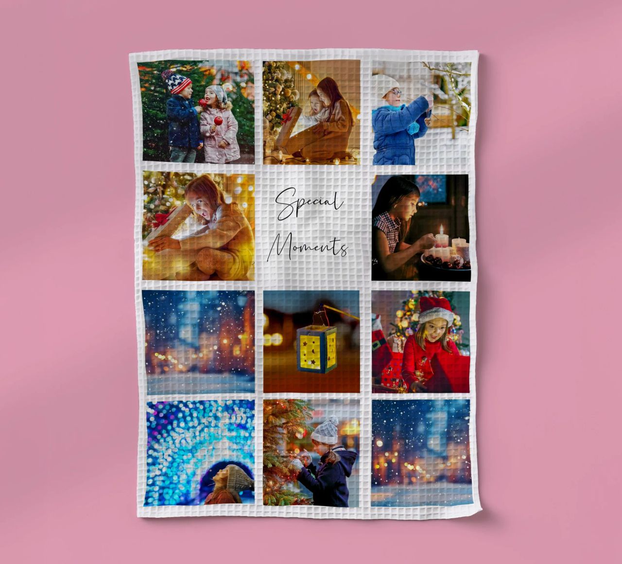 Photo Collage Template: Customize Background & Text tea towel by Studio Patruschka
