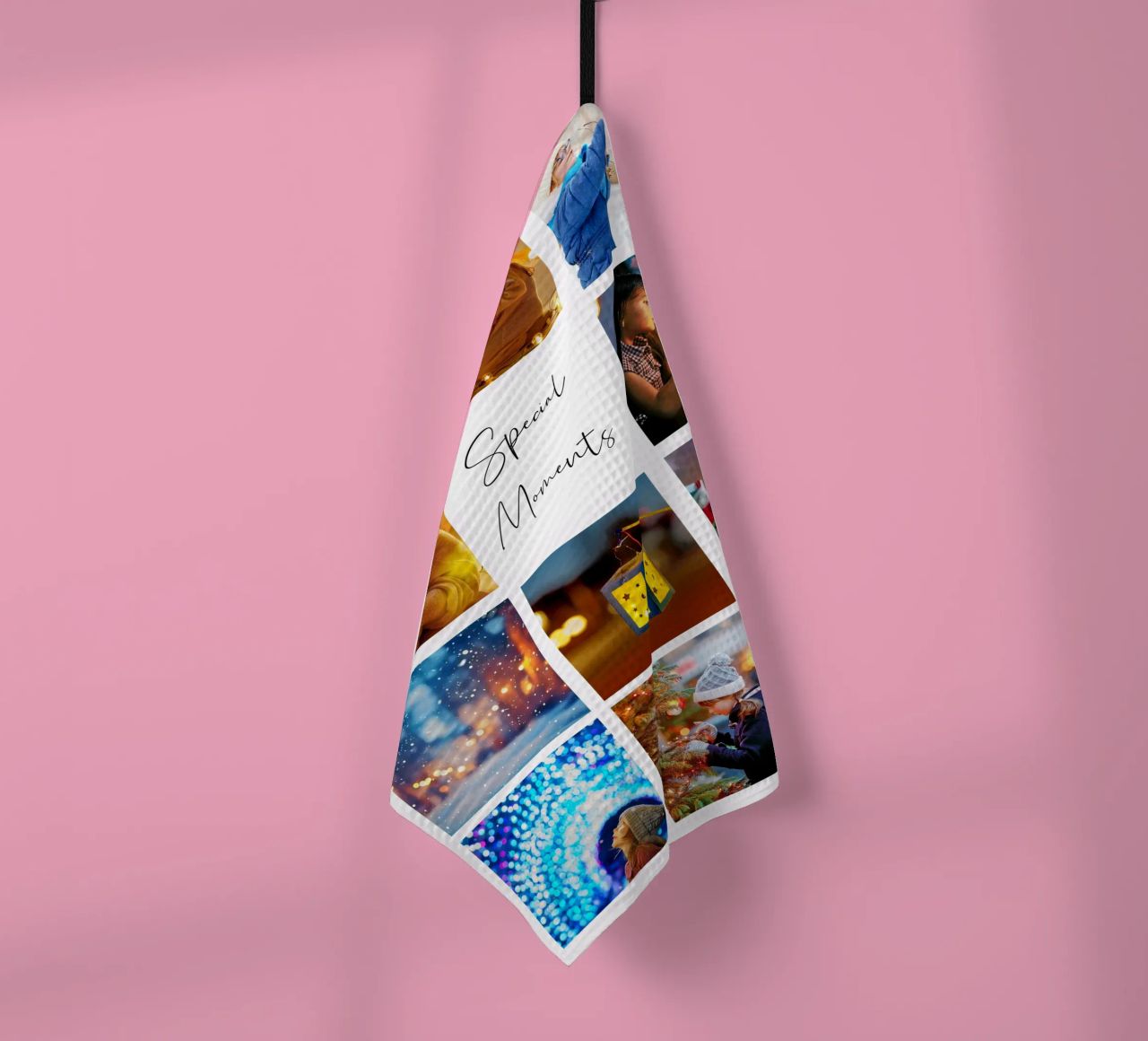 Photo Collage Template: Customize Background & Text tea towel by Studio Patruschka