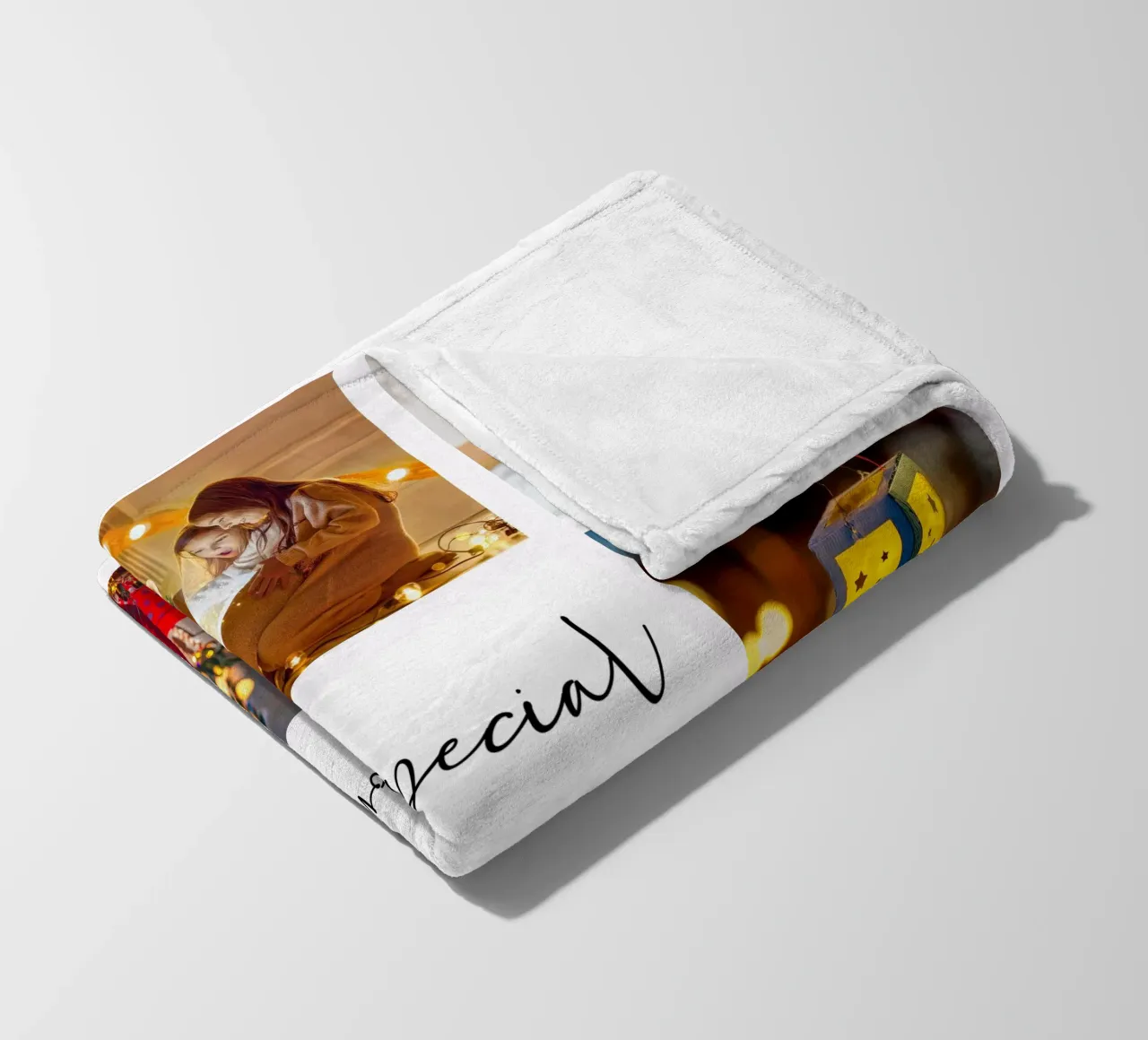 Modello di collage di foto: Personalizza sfondo e testo coperta in pile da Studio Patruschka