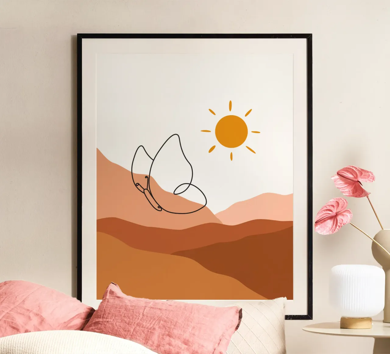 Farfalla volante moderna e minimalista poster con telaio in plastica da YSV MINIMALIST