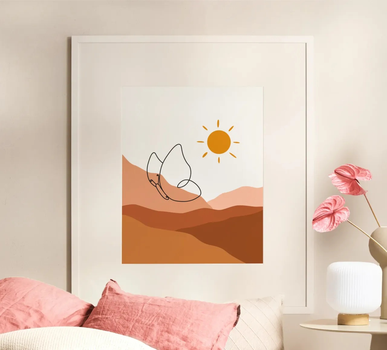 Farfalla volante moderna e minimalista poster con telaio in plastica da YSV MINIMALIST