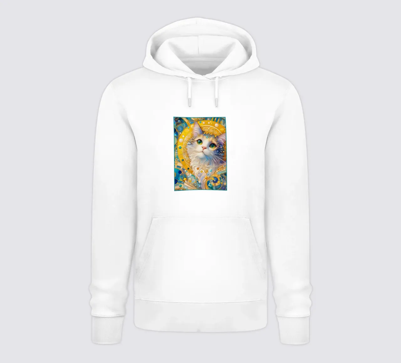 Gatto bianco felpa con cappuccio da Art-Nouveau-Dsg