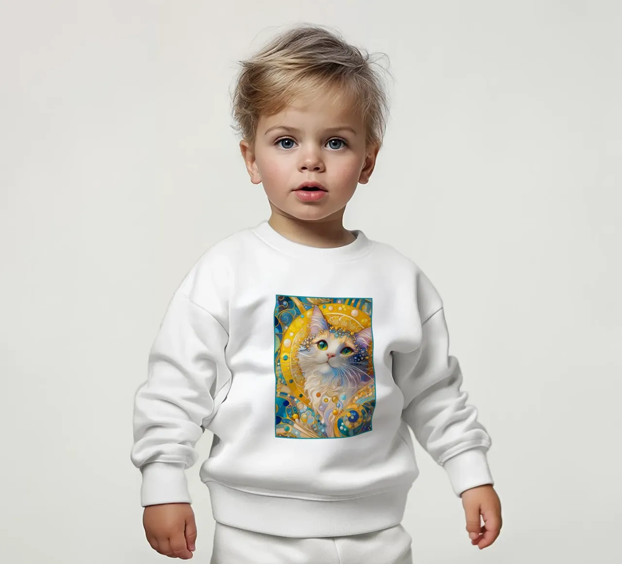 Gatto bianco felpa neonato da Art-Nouveau-Dsg
