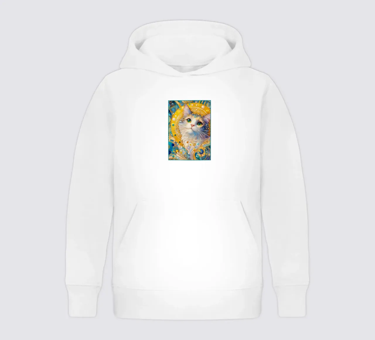 White cat kids hoodie by Art-Nouveau-Dsg