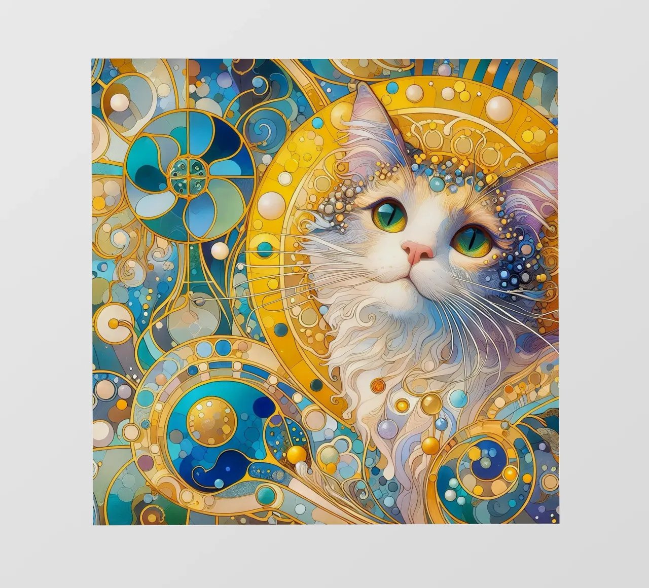 Witte kat fotobehang van Art-Nouveau-Dsg