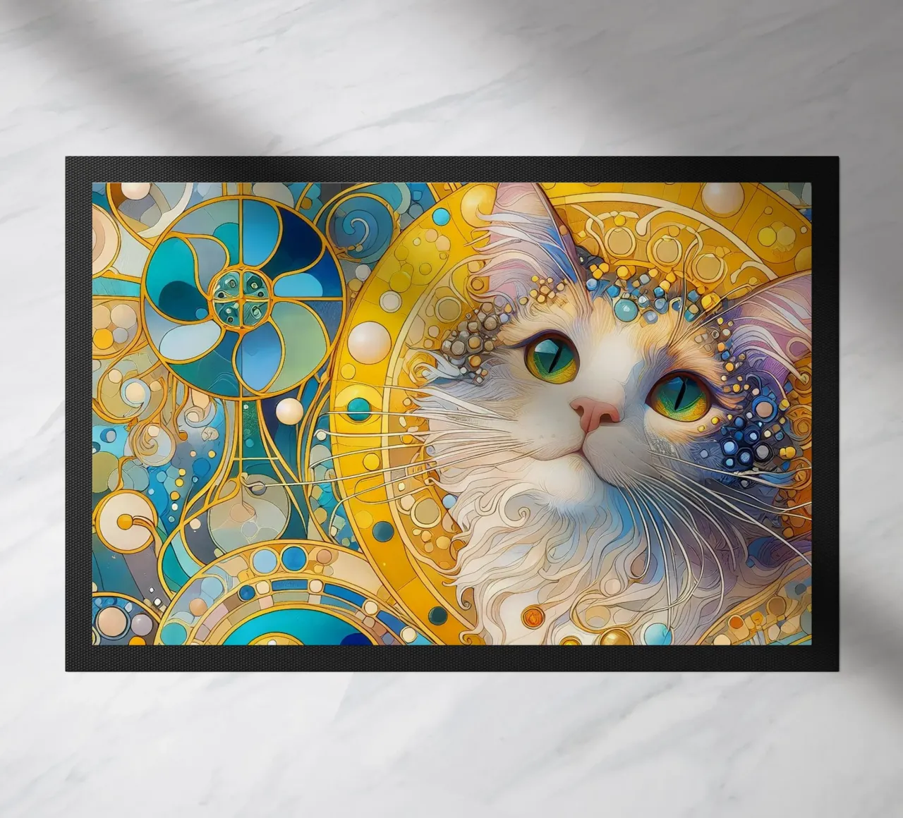 Witte kat deurmat van Art-Nouveau-Dsg