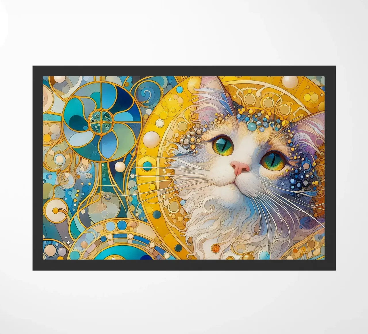 Gatto bianco zerbino da Art-Nouveau-Dsg