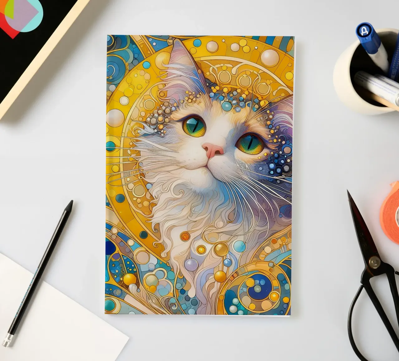 White cat notebook by Art-Nouveau-Dsg
