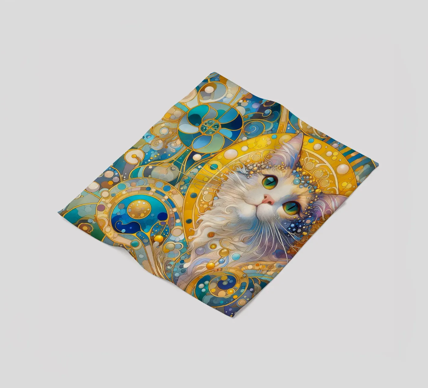 Chat blanc plaid polaire de Art-Nouveau-Dsg