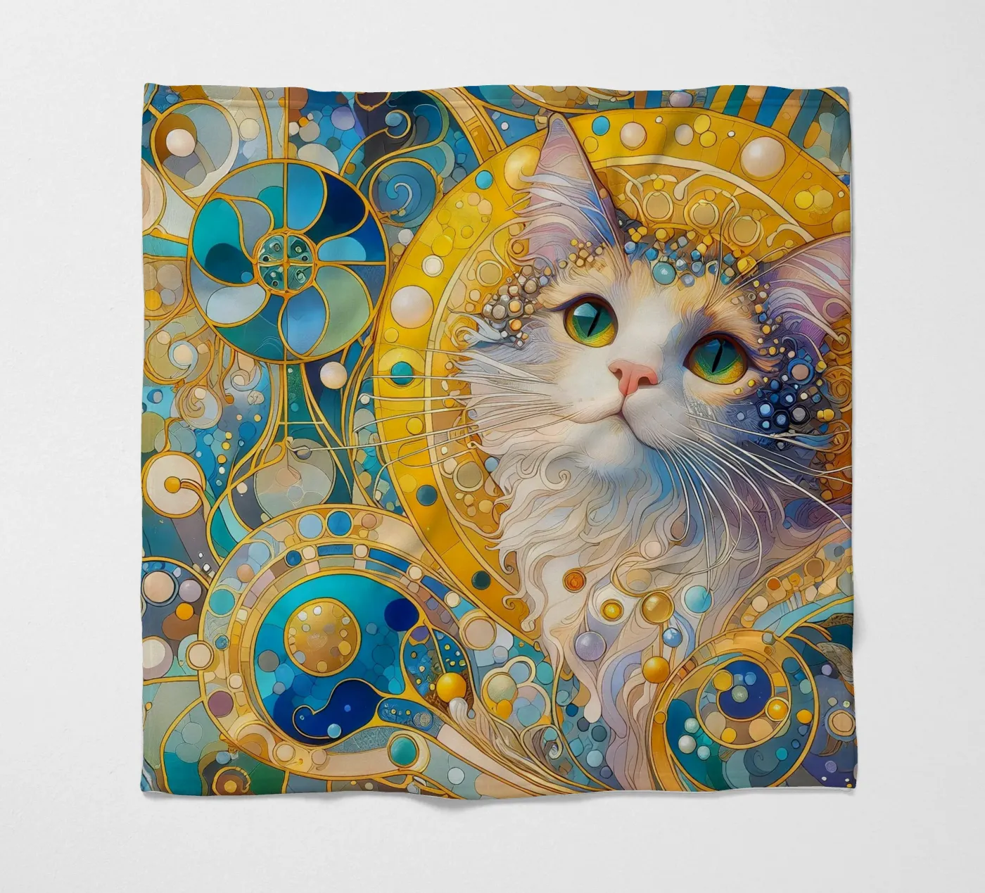 Chat blanc plaid polaire de Art-Nouveau-Dsg