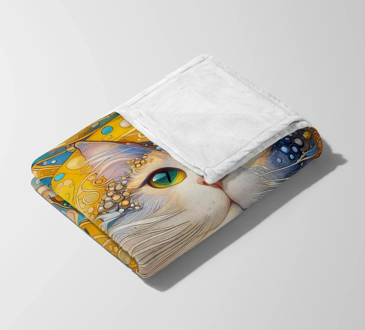 Chat blanc plaid polaire de Art-Nouveau-Dsg