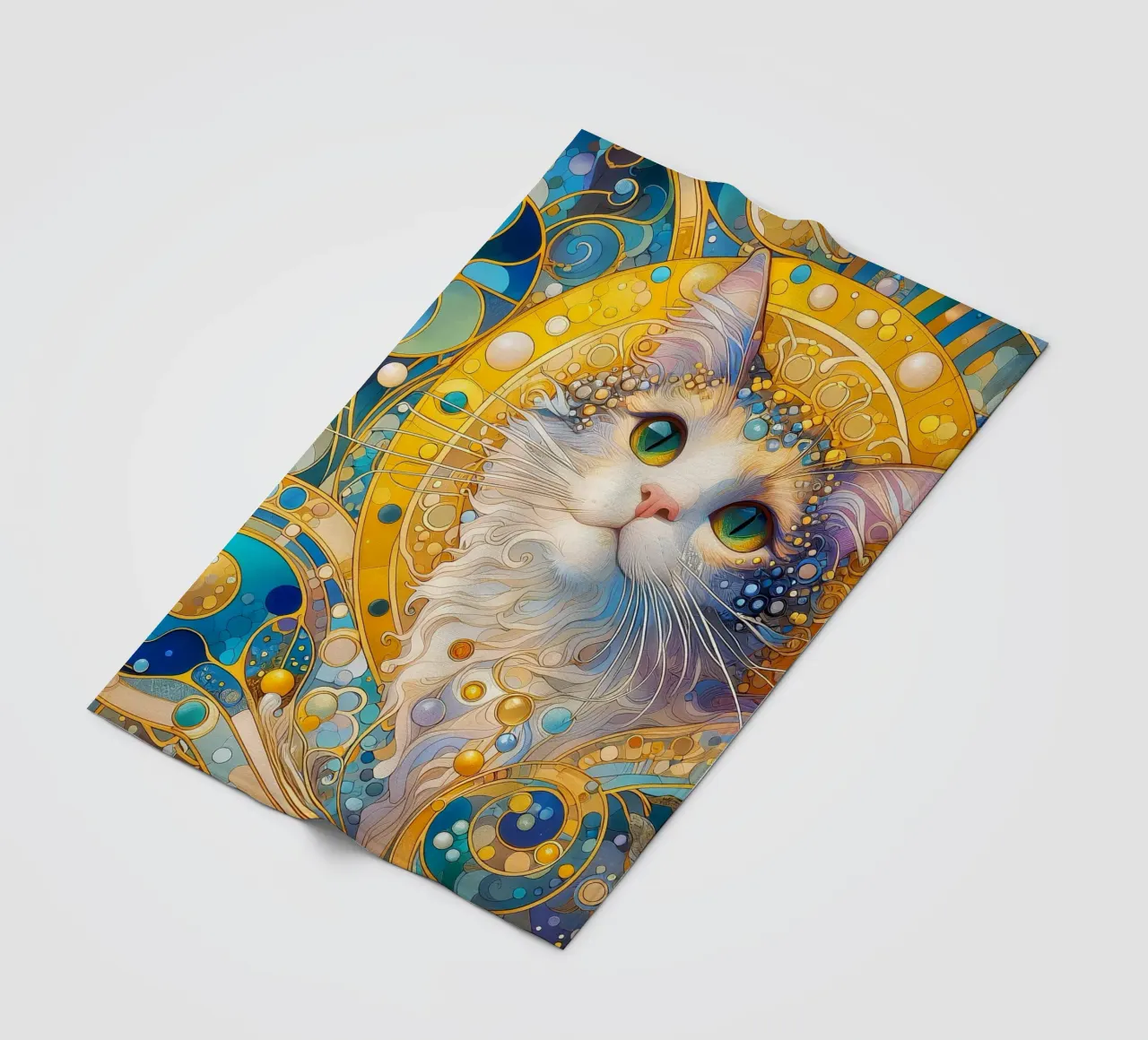 Witte kat fleecedeken van Art-Nouveau-Dsg