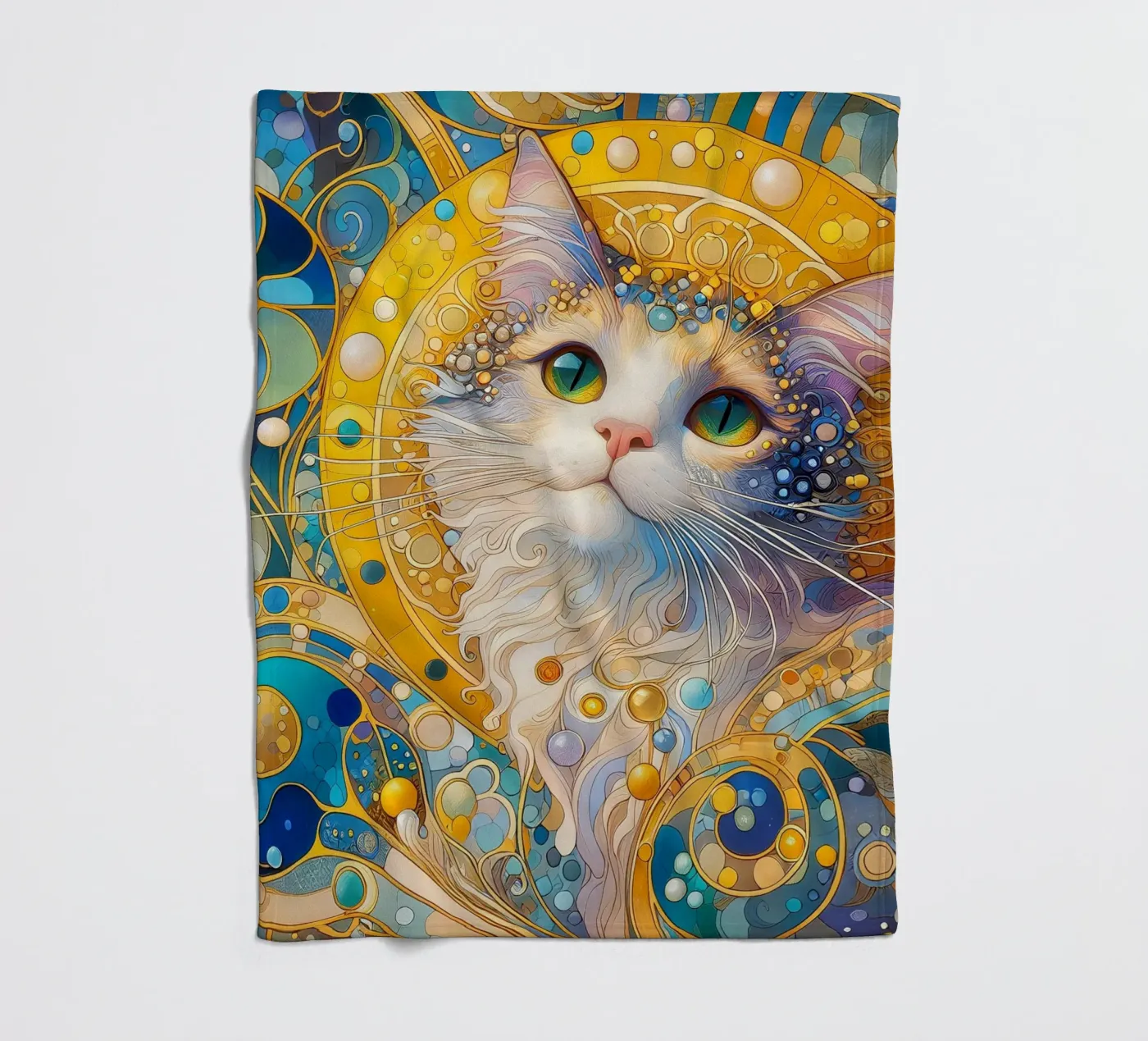 Chat blanc plaid polaire de Art-Nouveau-Dsg