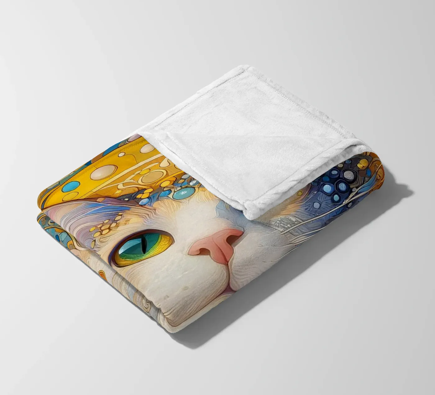 Chat blanc plaid polaire de Art-Nouveau-Dsg