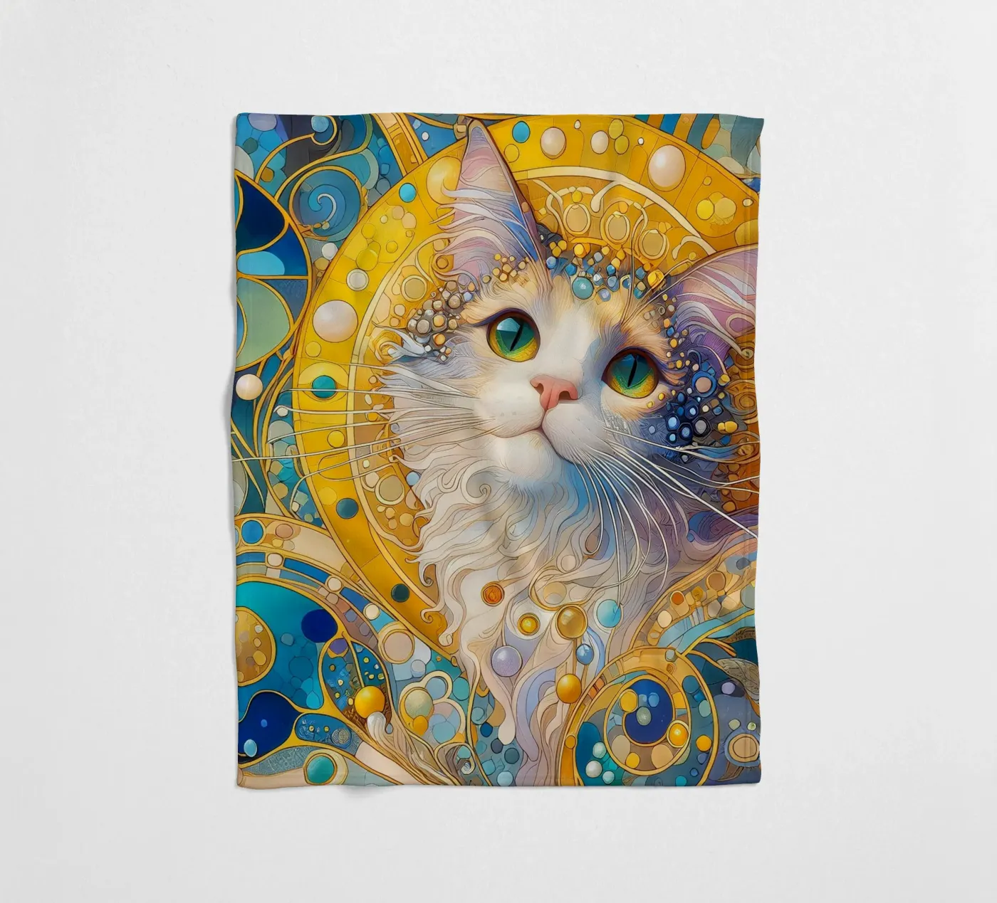 Chat blanc plaid polaire de Art-Nouveau-Dsg