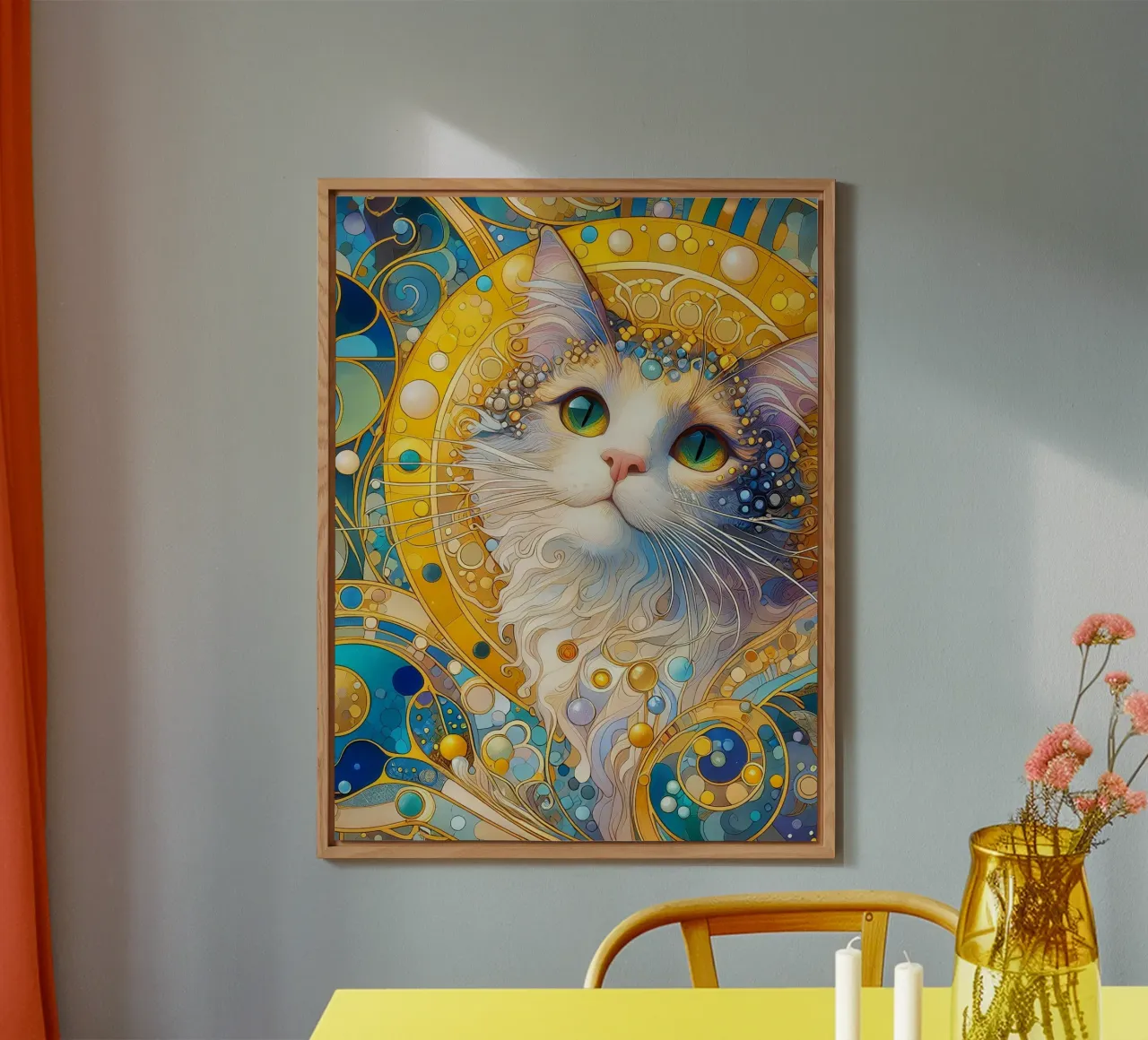 Gatto bianco alluminio dibond da Art-Nouveau-Dsg