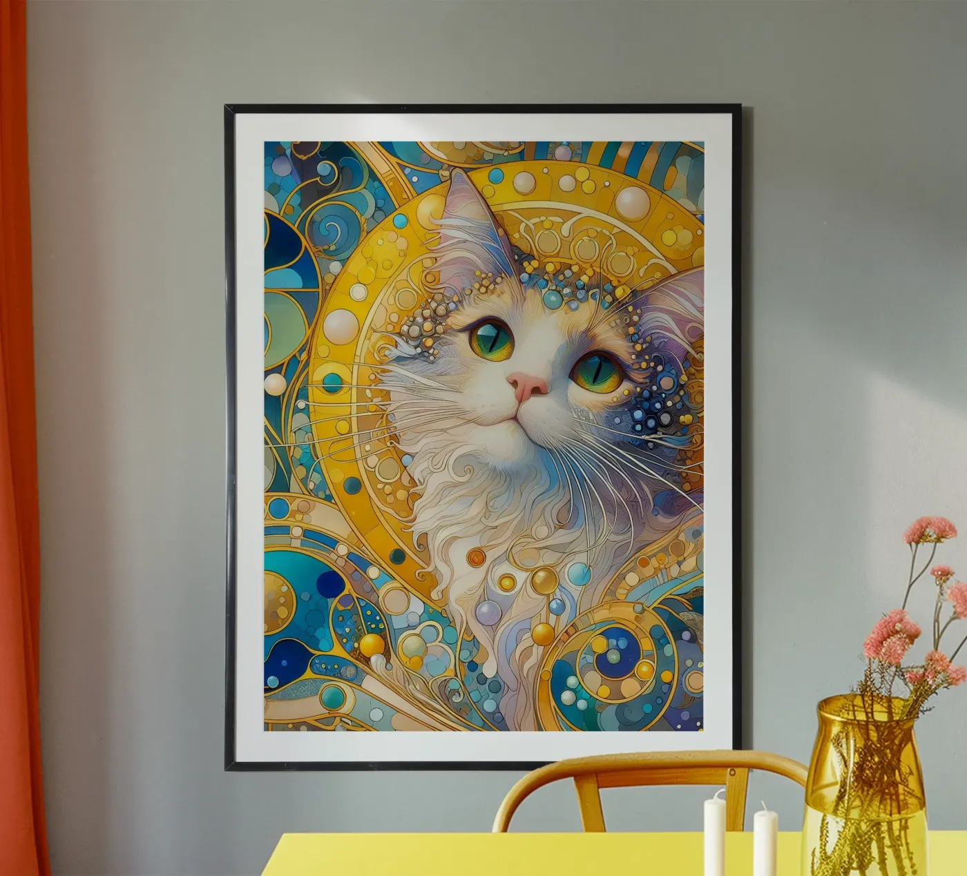 White cat poster de Art-Nouveau-Dsg