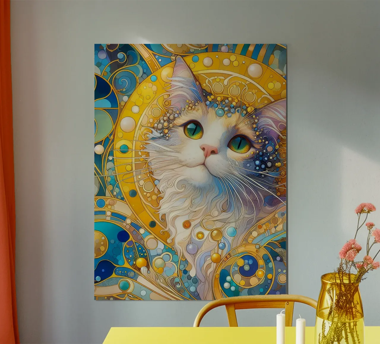 Gatto bianco carta hahnemühle da Art-Nouveau-Dsg