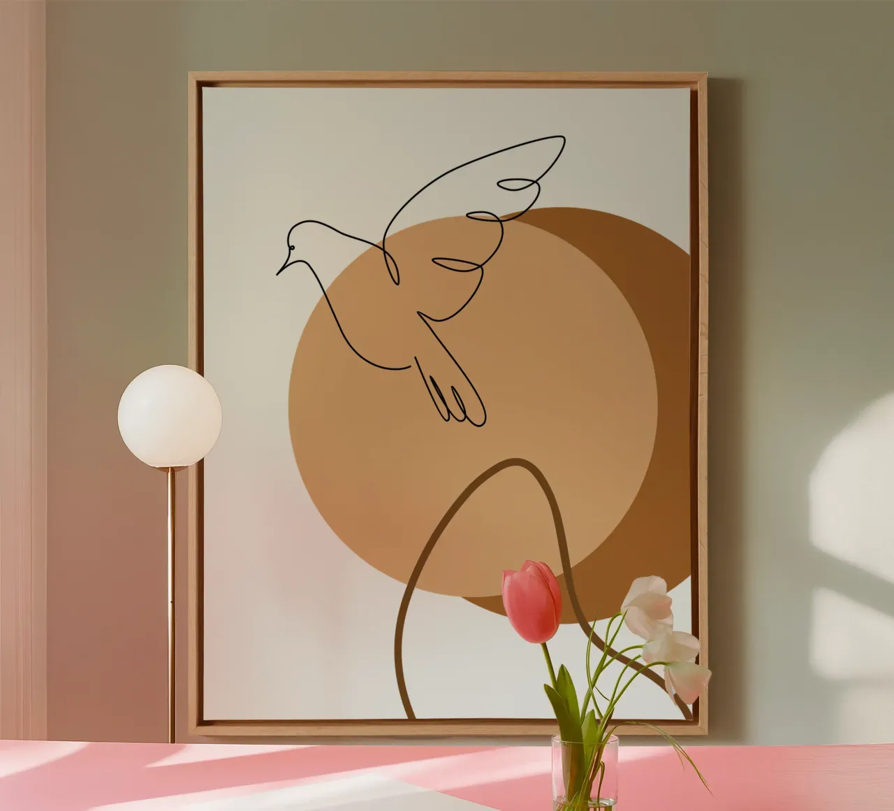Modern minimalist flying bird canvas with Floater frame by YSV MINIMALIST
