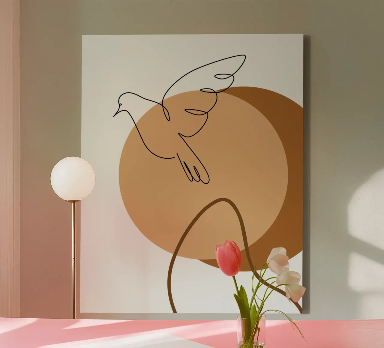 Modern minimalist flying bird canvas with Floater frame by YSV MINIMALIST