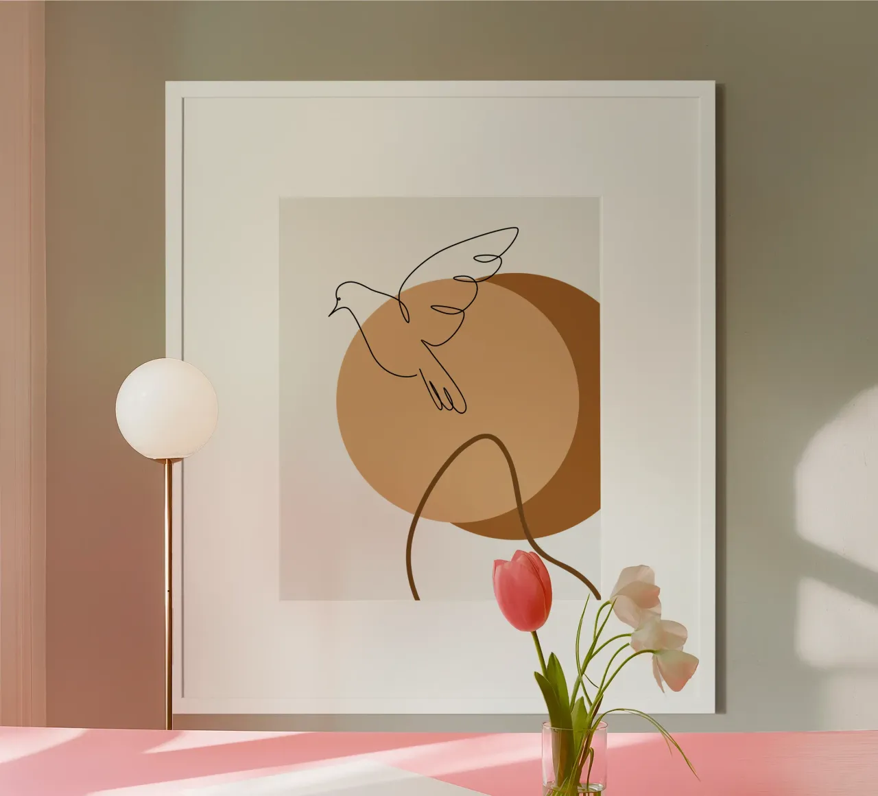 Uccello volante moderno e minimalista poster con telaio in legno da YSV MINIMALIST