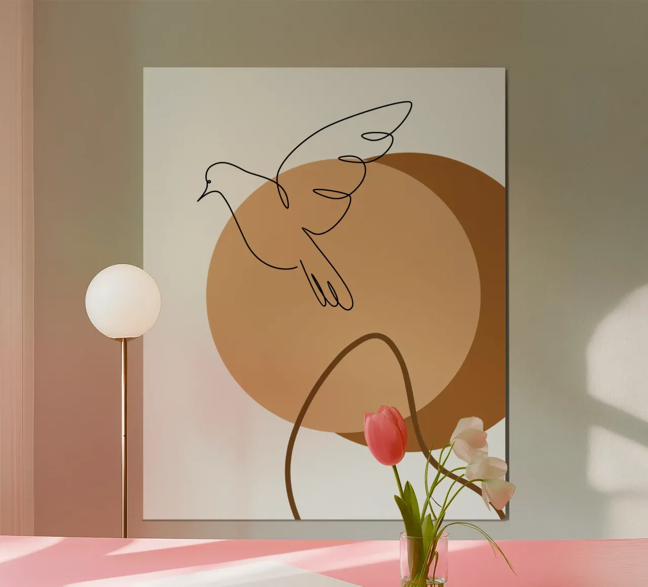 Uccello volante moderno e minimalista poster con telaio in legno da YSV MINIMALIST