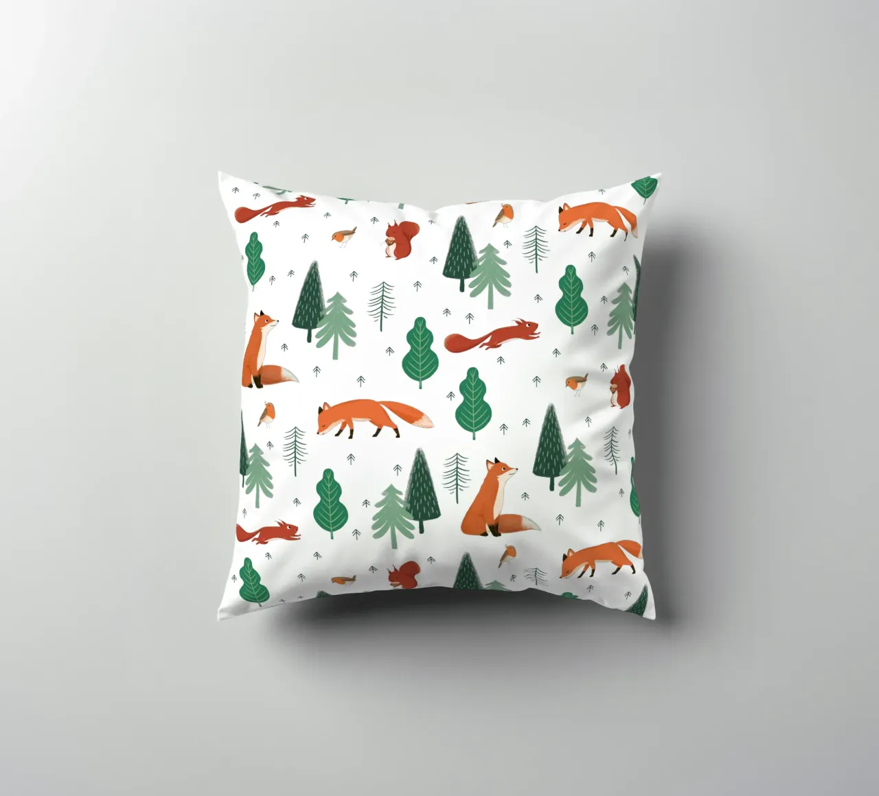 Waldtiere Muster decorative cushion by VIERUNDFÜNFZIG