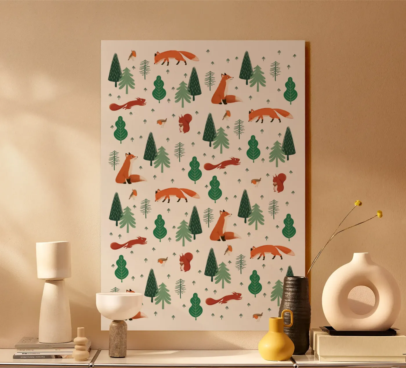 Waldtiere Muster acryl van VIERUNDFÜNFZIG