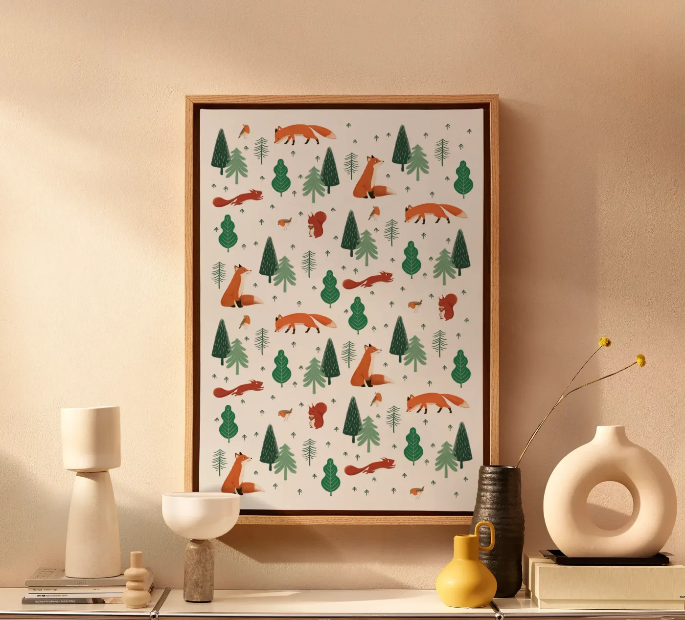 Waldtiere Muster canvas van VIERUNDFÜNFZIG