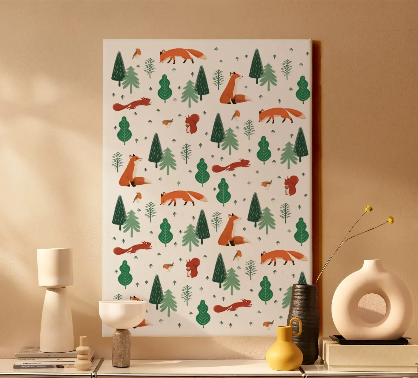 Waldtiere Muster canvas van VIERUNDFÜNFZIG
