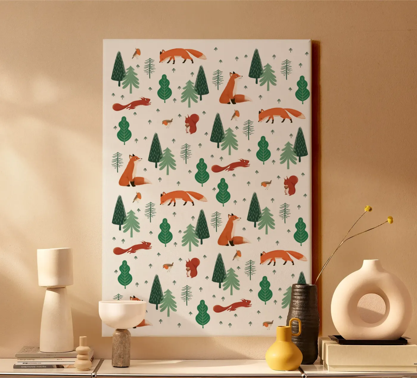 Waldtiere Muster Leinwand von VIERUNDFÜNFZIG