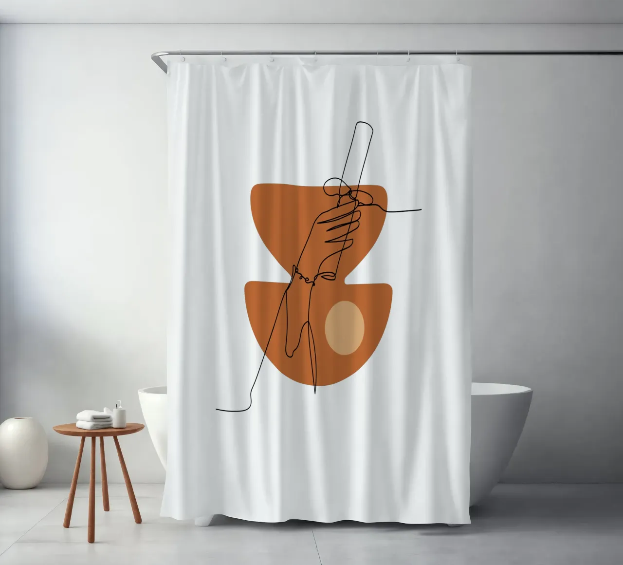 Elegant modern minimalist hand shower curtain by YSV MINIMALIST