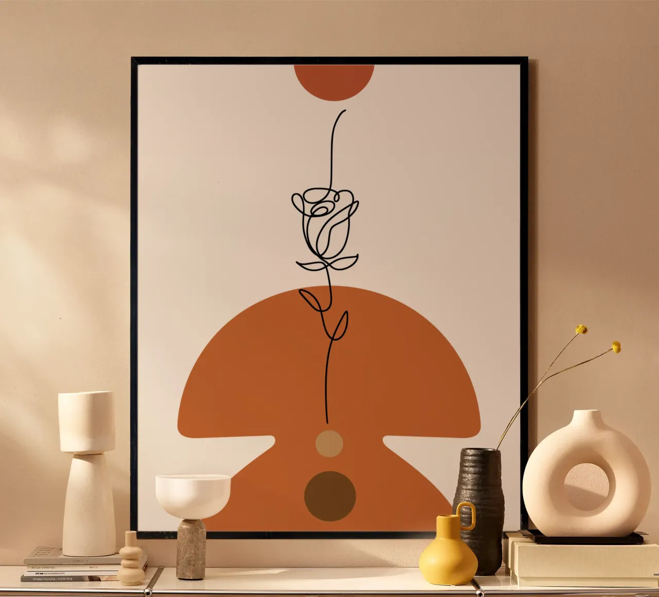 Bellissimo fiore di rosa moderno e minimalista poster con telaio in plastica da YSV MINIMALIST
