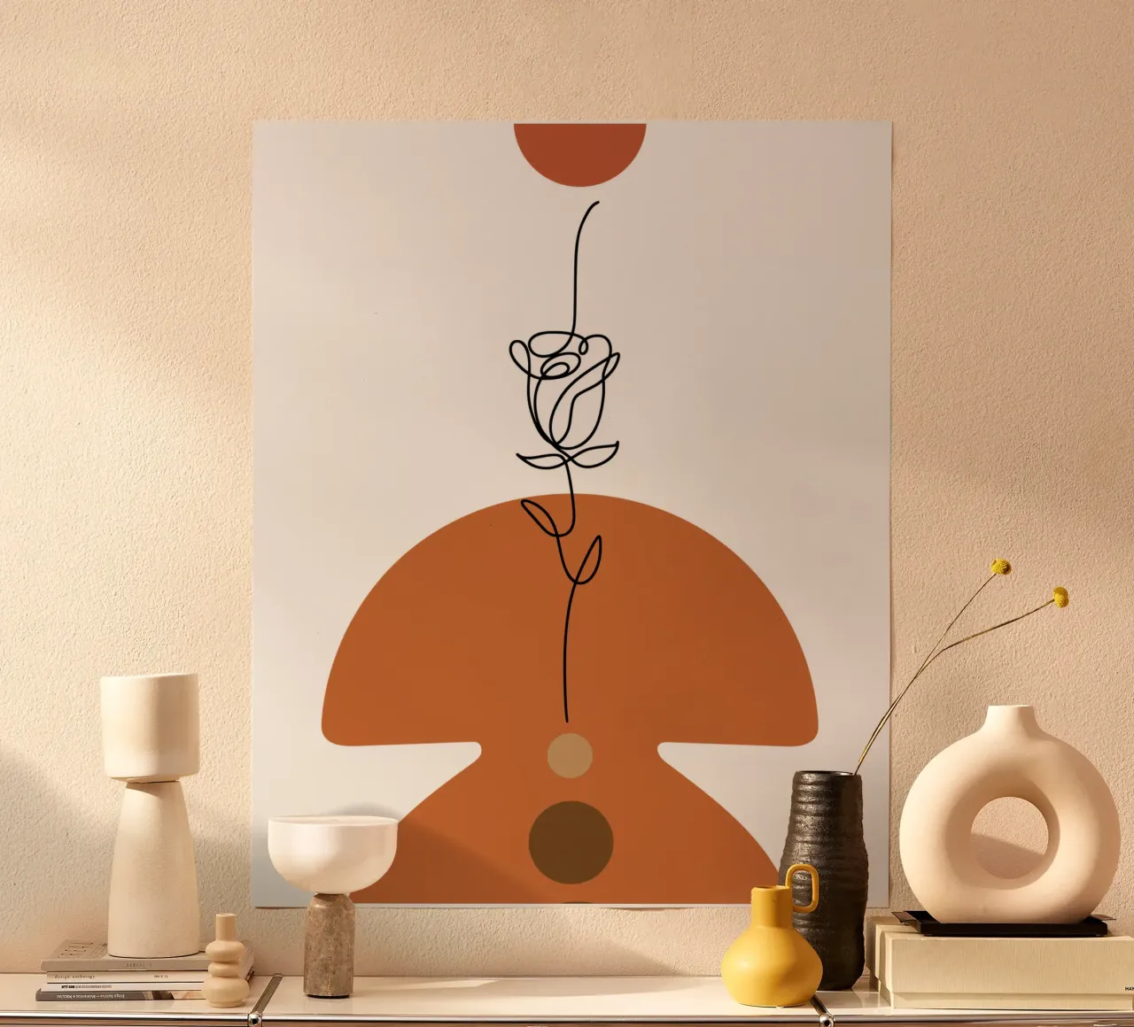Bellissimo fiore di rosa moderno e minimalista poster con telaio in plastica da YSV MINIMALIST