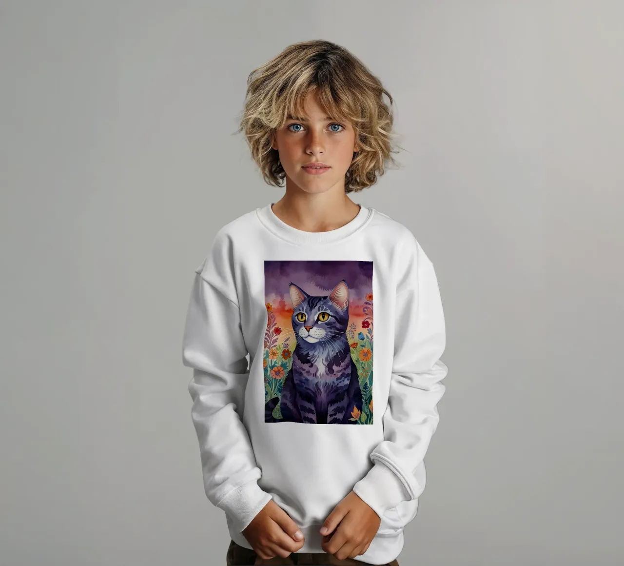 Il gatto felice felpa bambino da 🎁 ARTVI-SHOP