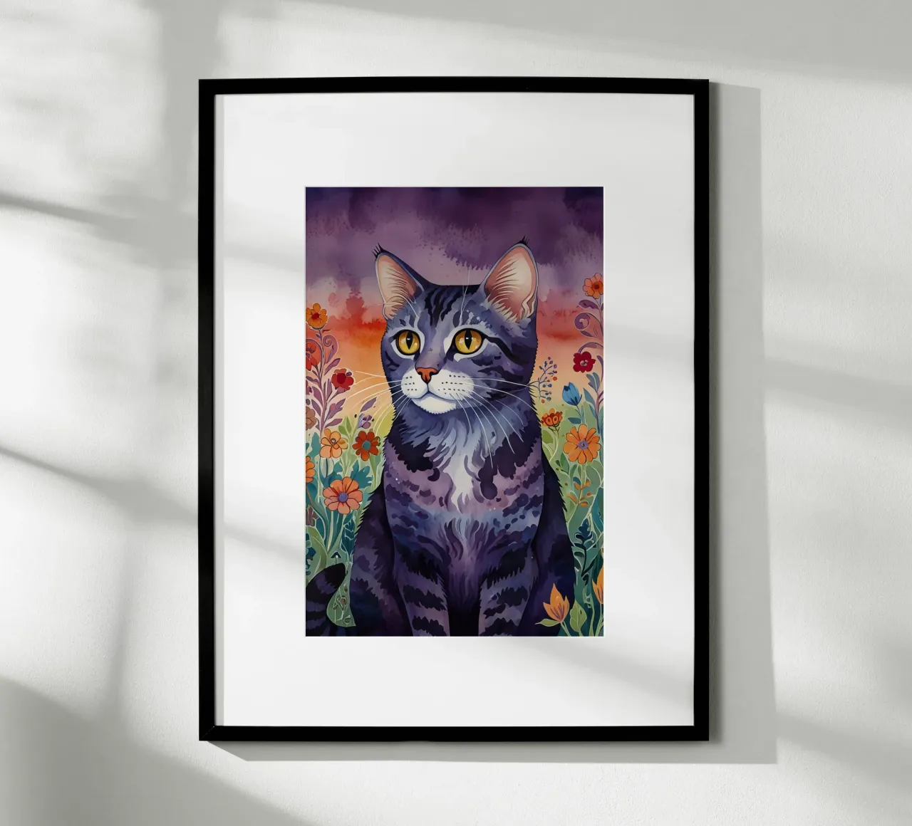 Il gatto felice poster con telaio in legno da 🎁 ARTVI-SHOP
