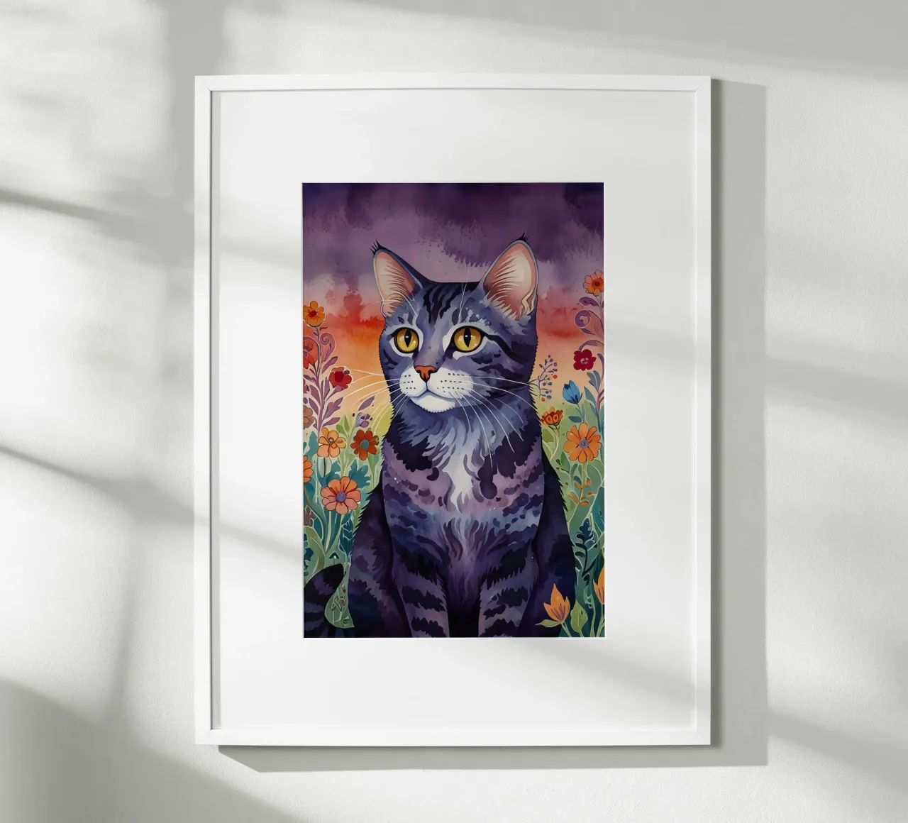 Il gatto felice poster con telaio in legno da 🎁 ARTVI-SHOP