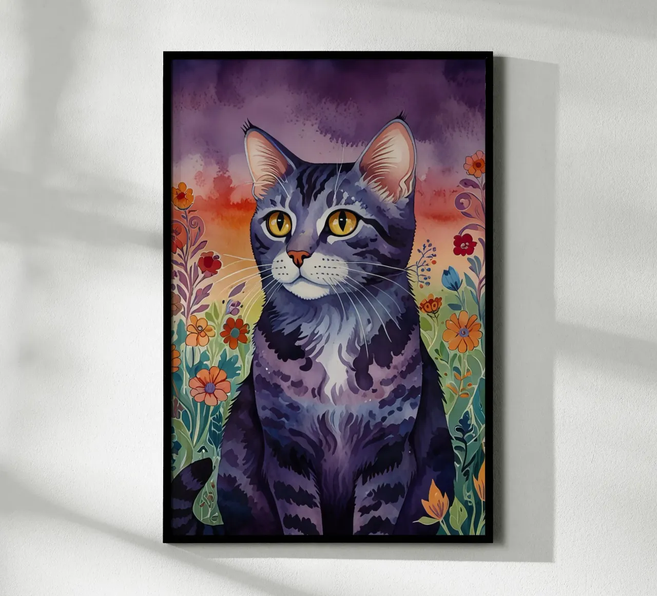 Il gatto felice poster con telaio in legno da 🎁 ARTVI-SHOP