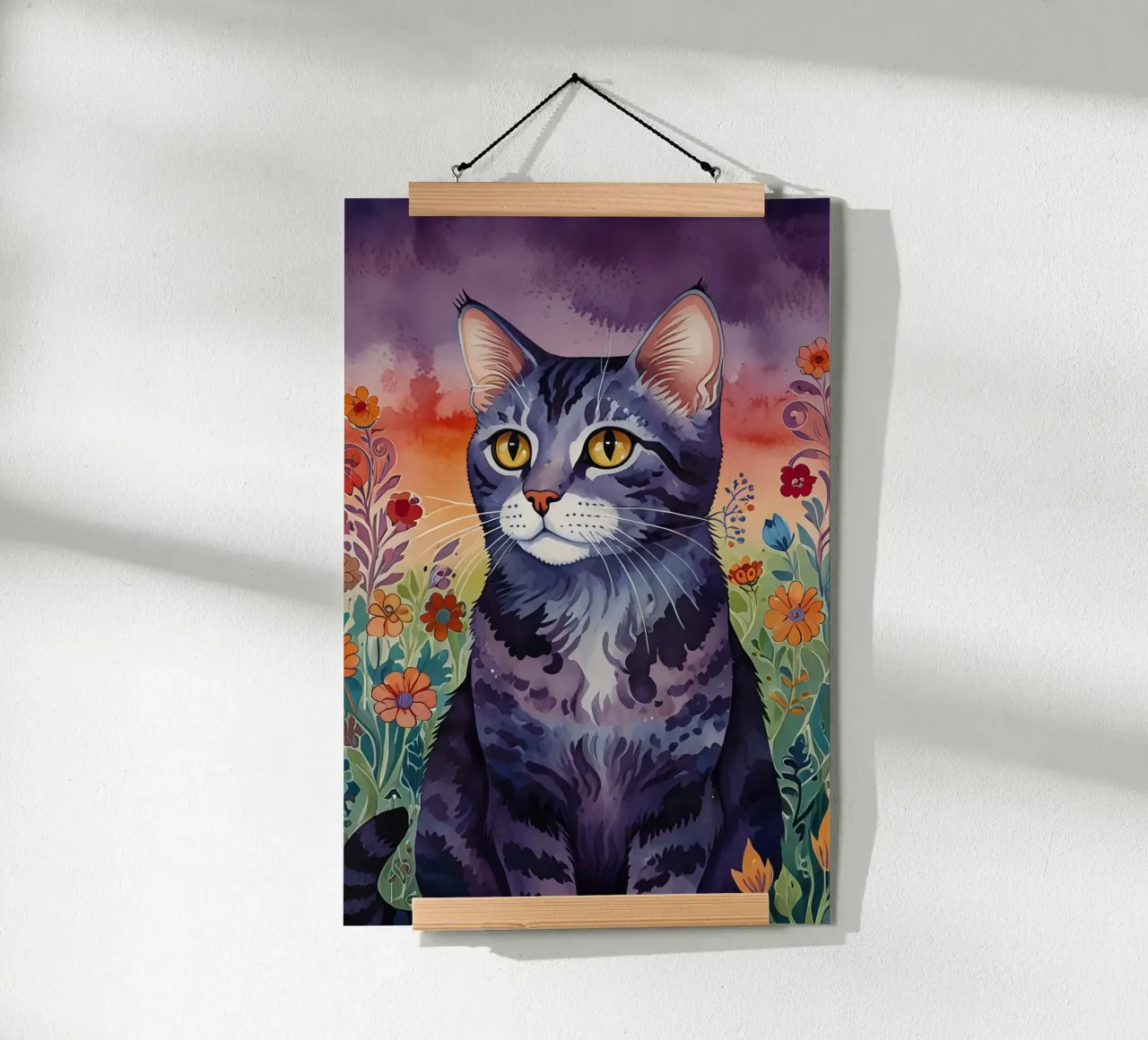 Il gatto felice poster con telaio in legno da 🎁 ARTVI-SHOP