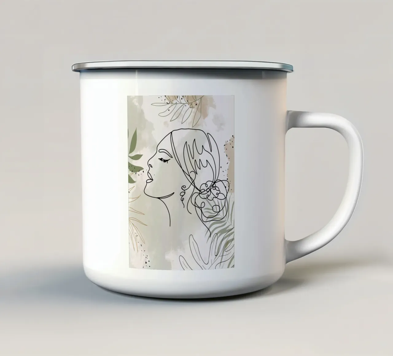 Ritratto di donna minimalista tazza in smalto da 🎁 ARTVI-SHOP