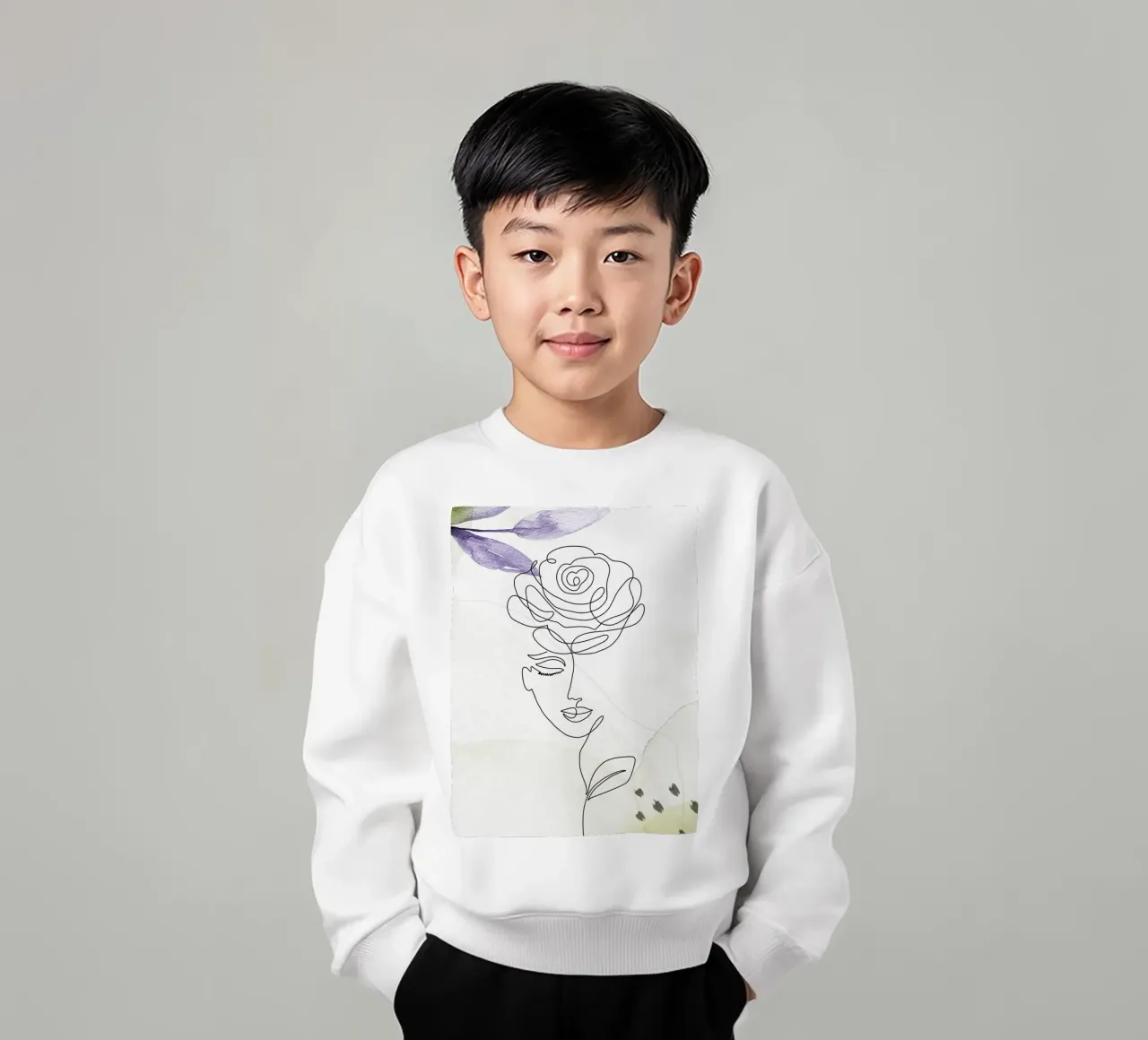 Ritratto di donna minimalista felpa bambino da 🎁 ARTVI-SHOP