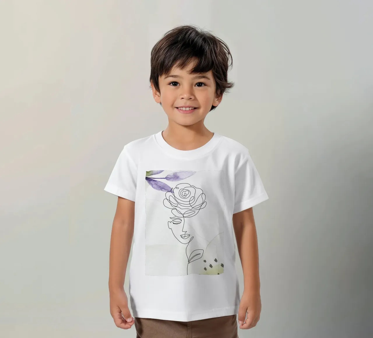 Minimalist woman portrait kids t-shirt by 🎁 ARTVI-SHOP