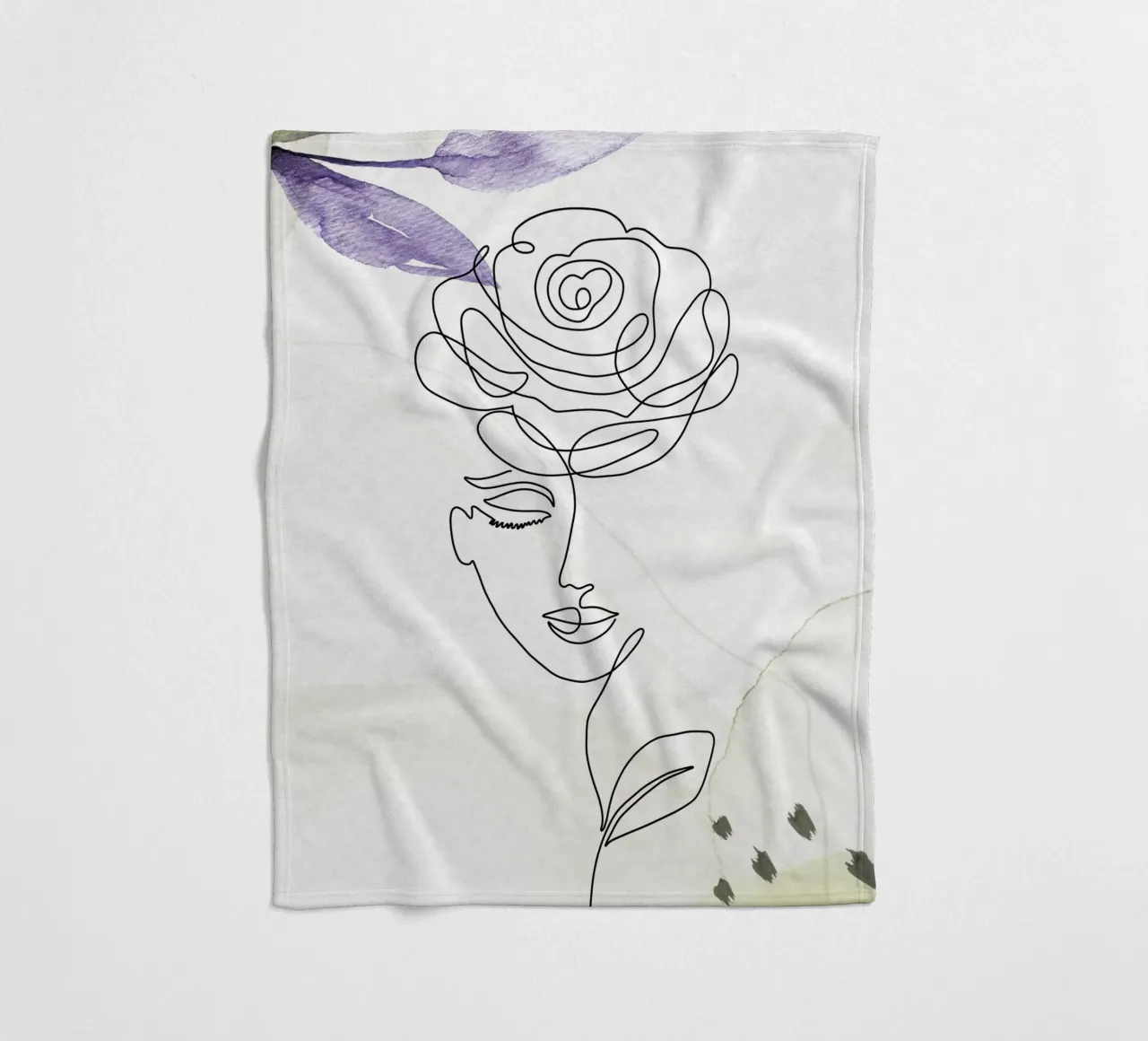Minimalist woman portrait fleece blanket by 🎁 ARTVI-SHOP