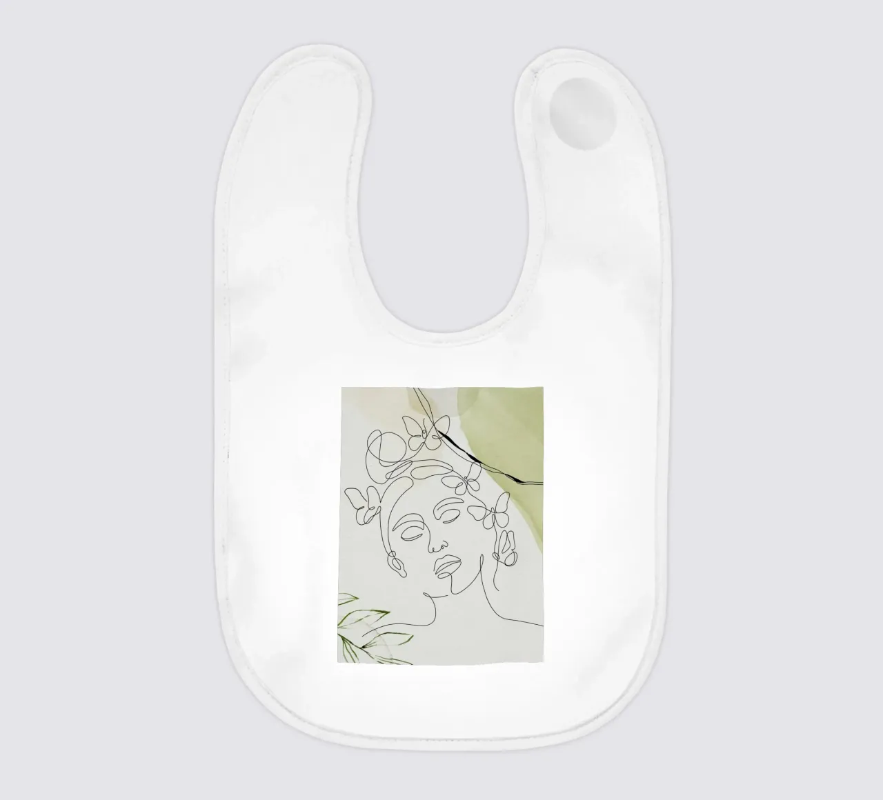 Minimalist woman portrait baby bib by 🎁 ARTVI-SHOP