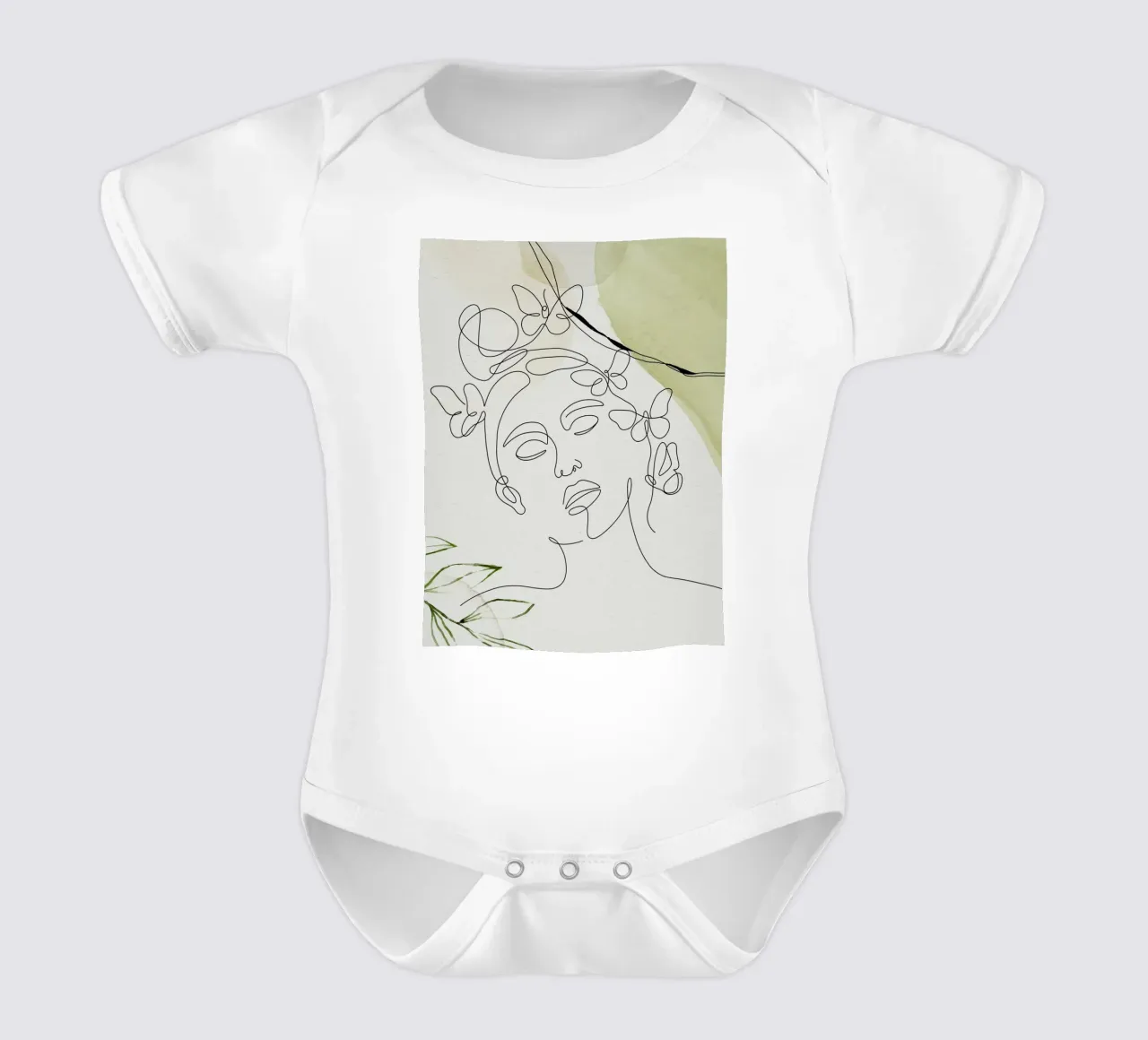 Minimalist woman portrait short-sleeve baby romper by 🎁 ARTVI-SHOP