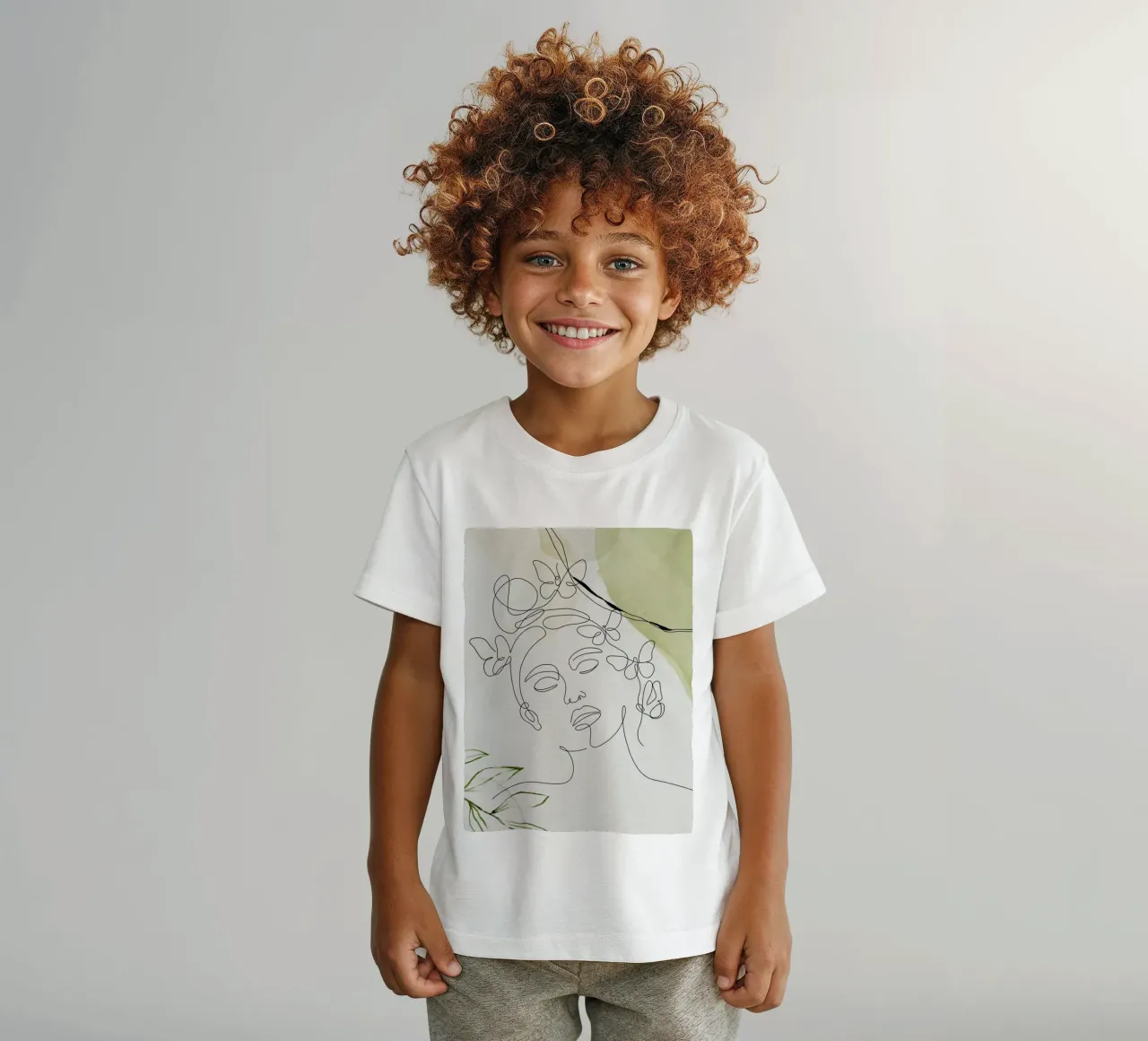 Minimalist woman portrait kids t-shirt by 🎁 ARTVI-SHOP