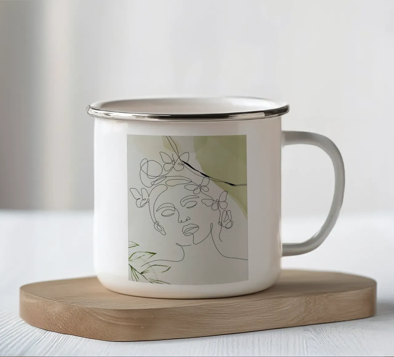 Ritratto di donna minimalista tazza in smalto da ARTVI-SHOP