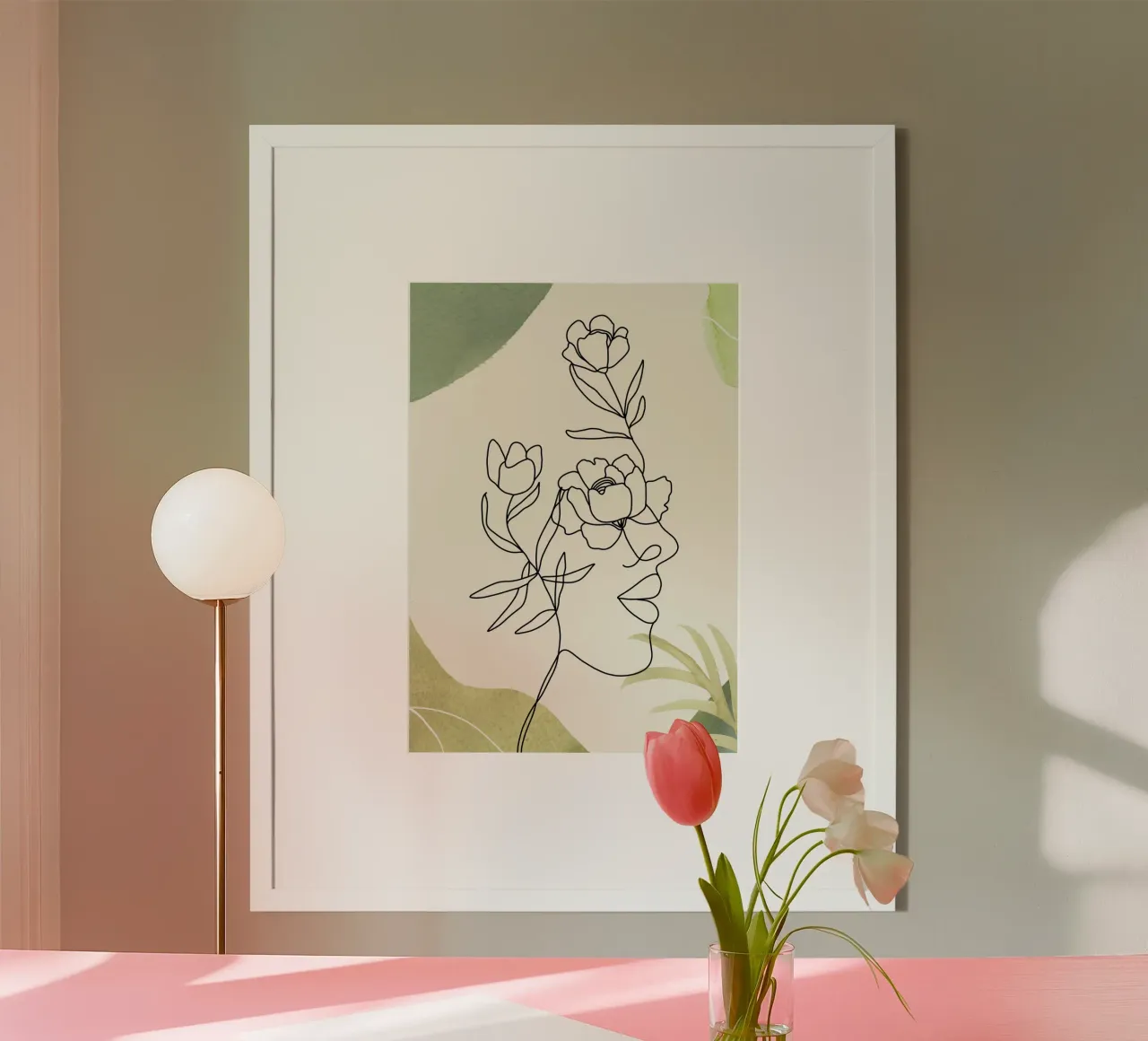 Ritratto di donna minimalista poster con telaio in alluminio da 🎁 ARTVI-SHOP