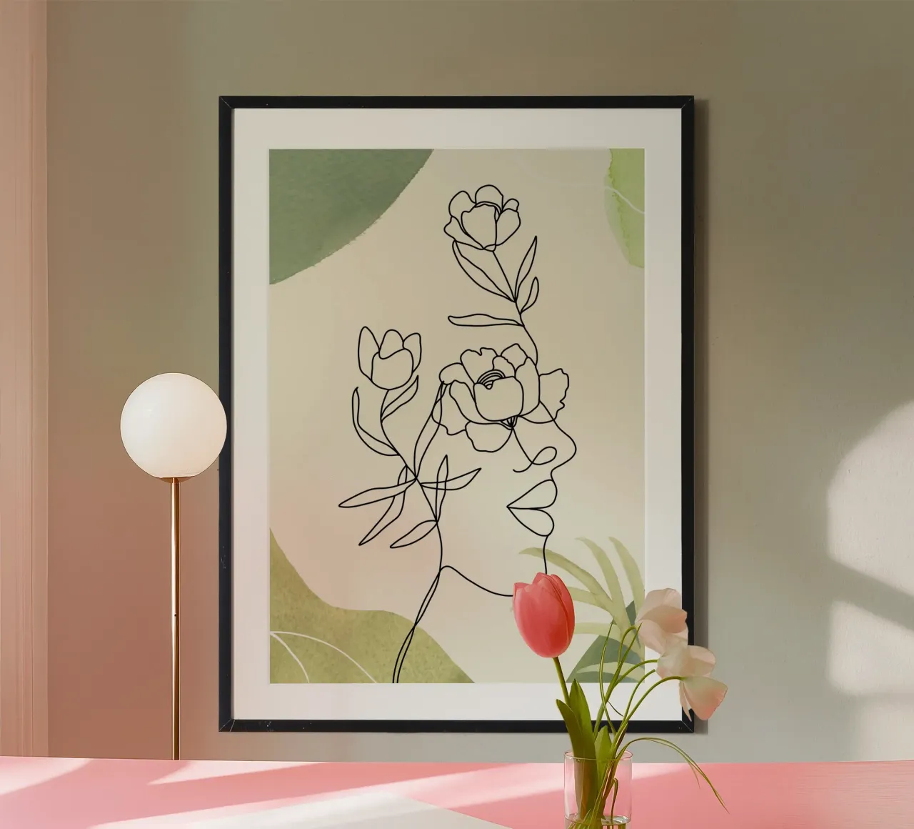 Ritratto di donna minimalista poster con telaio in alluminio da 🎁 ARTVI-SHOP