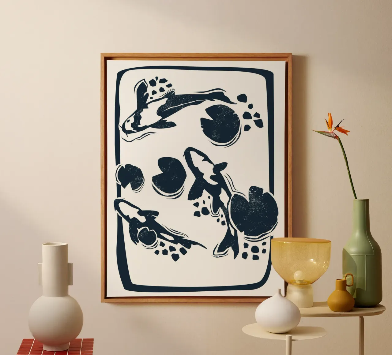 Koi Fish Lake canvas by Indigo Rain